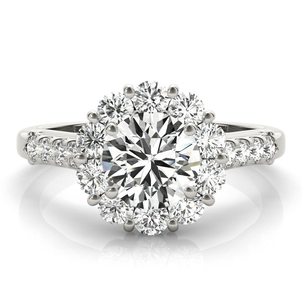 2.00 Ct DE/VS Lab Grown Round Diamond Halo Engagement Ring in Platinum