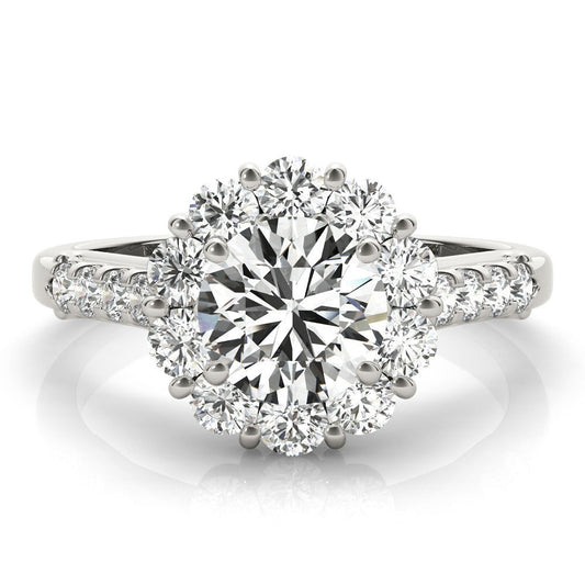 2.00 Ct DE/VS Lab Grown Round Diamond Halo Engagement Ring in Platinum