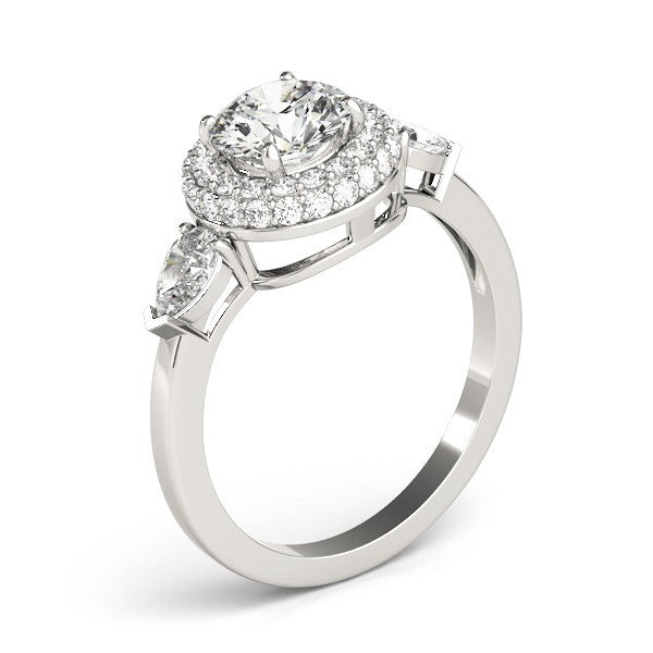 2.00Ct DE/VS Lab Grown Round Diamond Halo Engagement Ring 18K White Gold