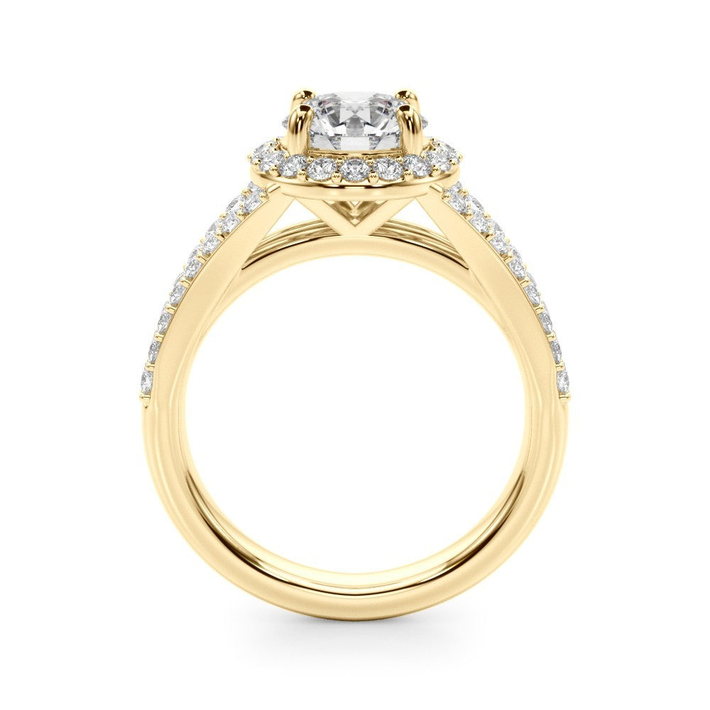 Lab-Grown Diamond Halo Engagement Ring with Split Shank 18K White Gold