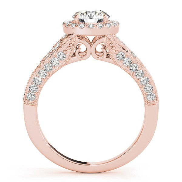 2.00Ct Lab Grown Round Diamond Halo Engagement Ring 18K Yellow Gold