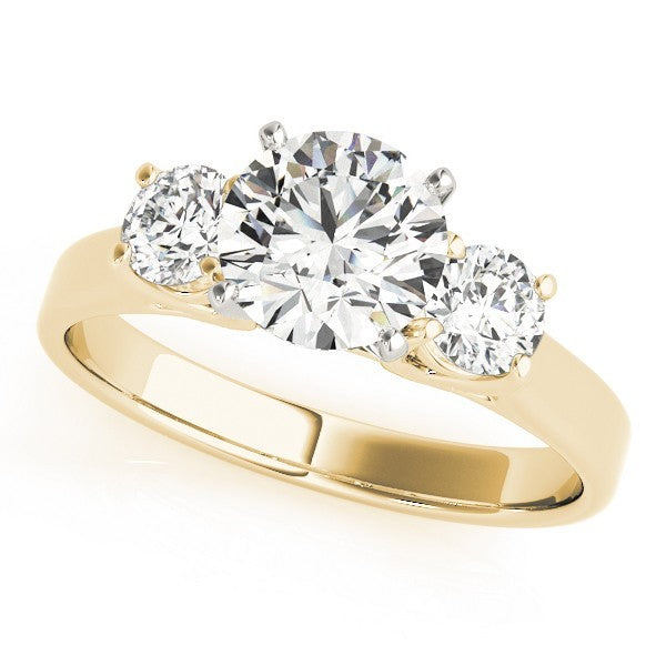 Lab Grown Round Diamond Three Stone Engagement Ring Platinum