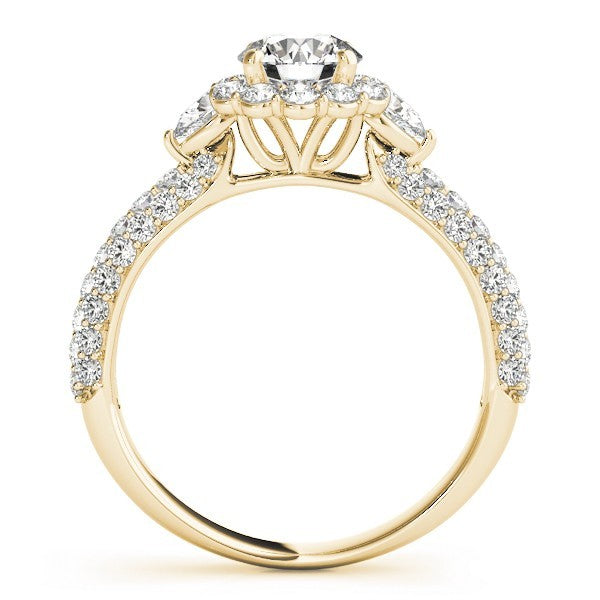 Lab Grown Round Diamond Halo Engagement Ring 18K Yellow Gold