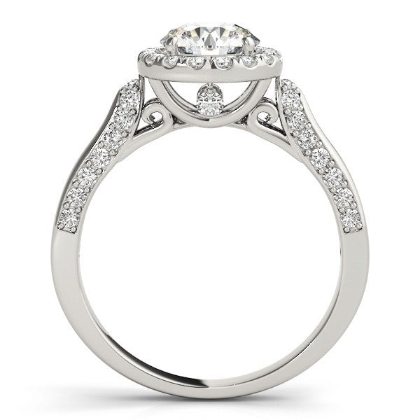 Lab Grown Round Diamond Halo Engagement Ring 18K Yellow Gold