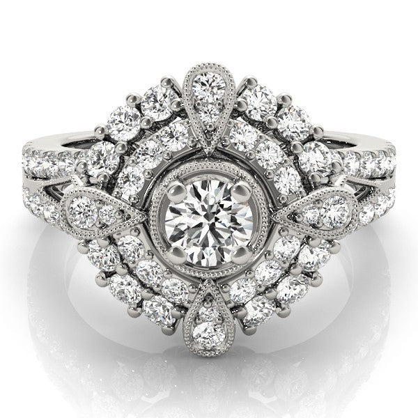 2.00Ct DE/VS Lab Grown Round Diamond Halo Engagement Ring 18K White Gold