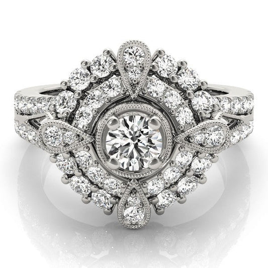 2.00Ct DE/VS Lab Grown Round Diamond Halo Engagement Ring 18K White Gold