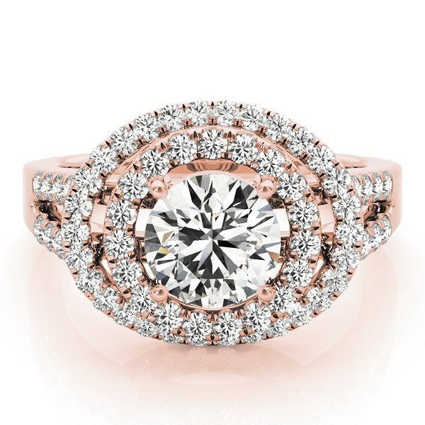 2.00Ct Lab Grown Round Diamond Halo Engagement Ring 18K Yellow Gold