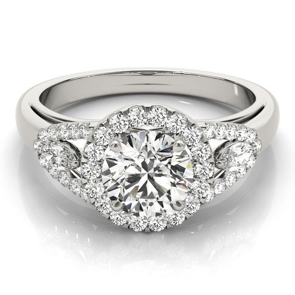 2.00 Carat DE/VS Lab Grown Round Cut Diamond Halo Engagement Ring 18K White Gold