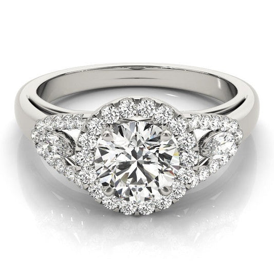 2.00 Carat DE/VS Lab Grown Round Cut Diamond Halo Engagement Ring 18K White Gold