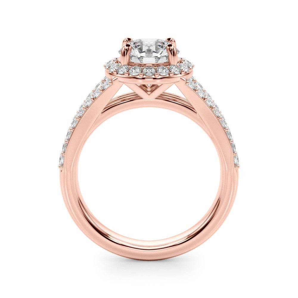 Lab-Grown Diamond Halo Engagement Ring with Split Shank 18K White Gold