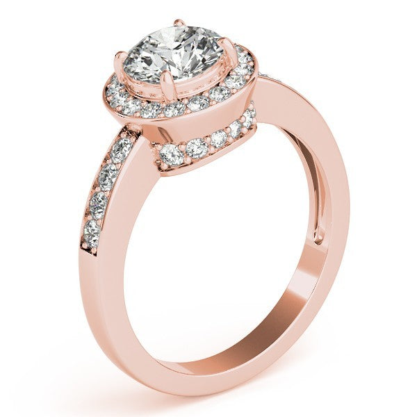 Lab Grown Round Diamond Halo Engagement Ring 18K White Gold