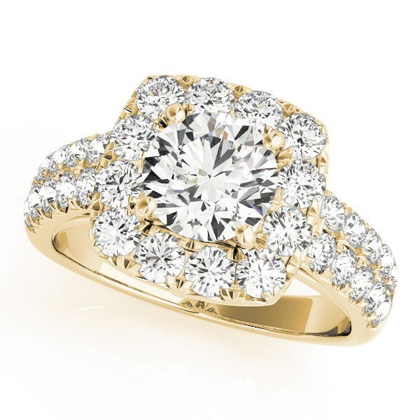 3.00 Carat Lab Grown Round Cut Diamond Halo Engagement Ring 18K White Gold