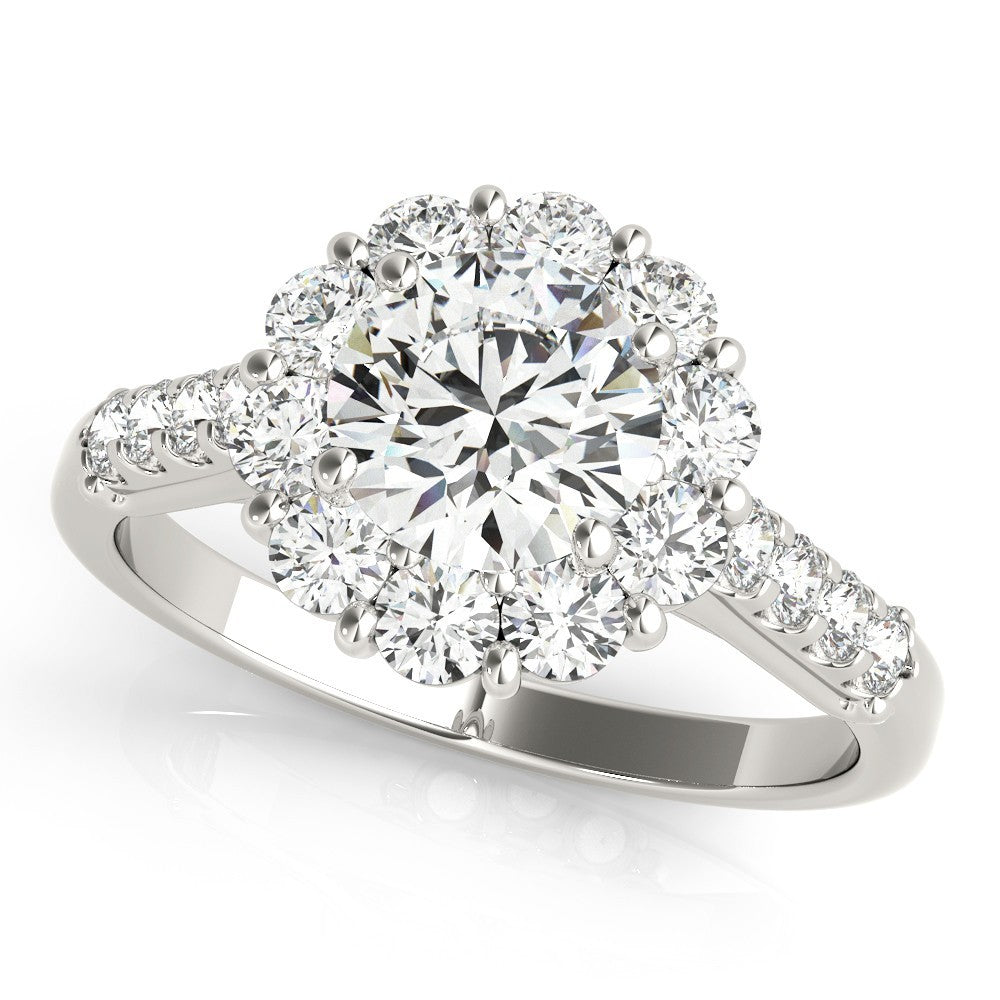 2.00 Ct DE/VS Lab Grown Round Diamond Halo Engagement Ring in Platinum