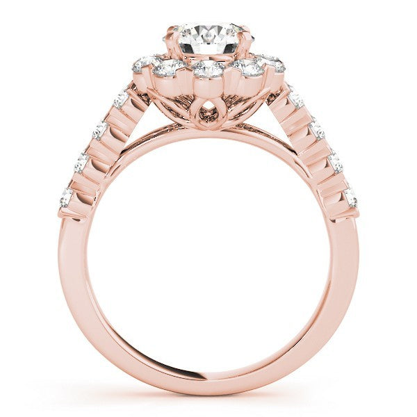 Lab Grown Round Diamond Halo Engagement Ring 18K Yellow Gold