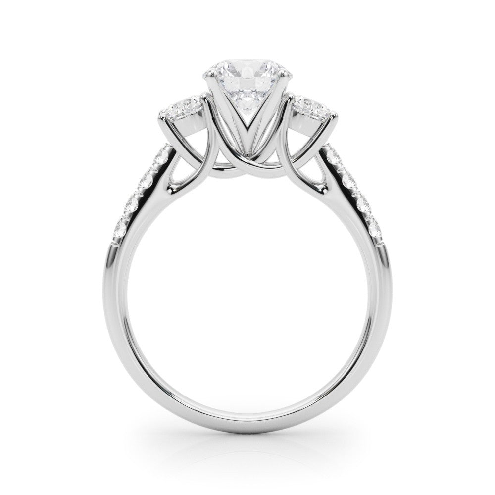 Lab Grown Round Diamond 3 Stone Engagement Ring Platinum  DE/VS 2CT
