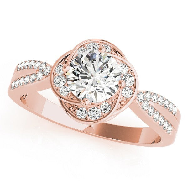 Lab Grown Round Diamond Halo Engagement Ring 18K White Gold