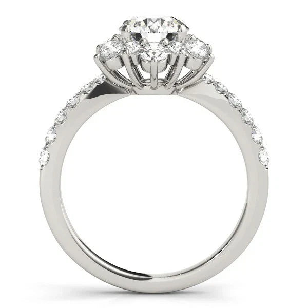 Lab Grown Round Diamond Halo Engagement Ring 18K Yellow Gold