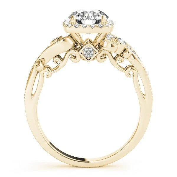 Lab Grown Round Diamond Halo Engagement Ring 18K Rose Gold