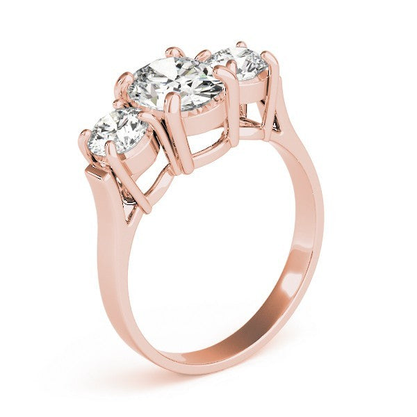 18k yellow gold Oval cut Trilogy Engagement Ring Ð 2Ct DE/VS Lab Grown Diamonds