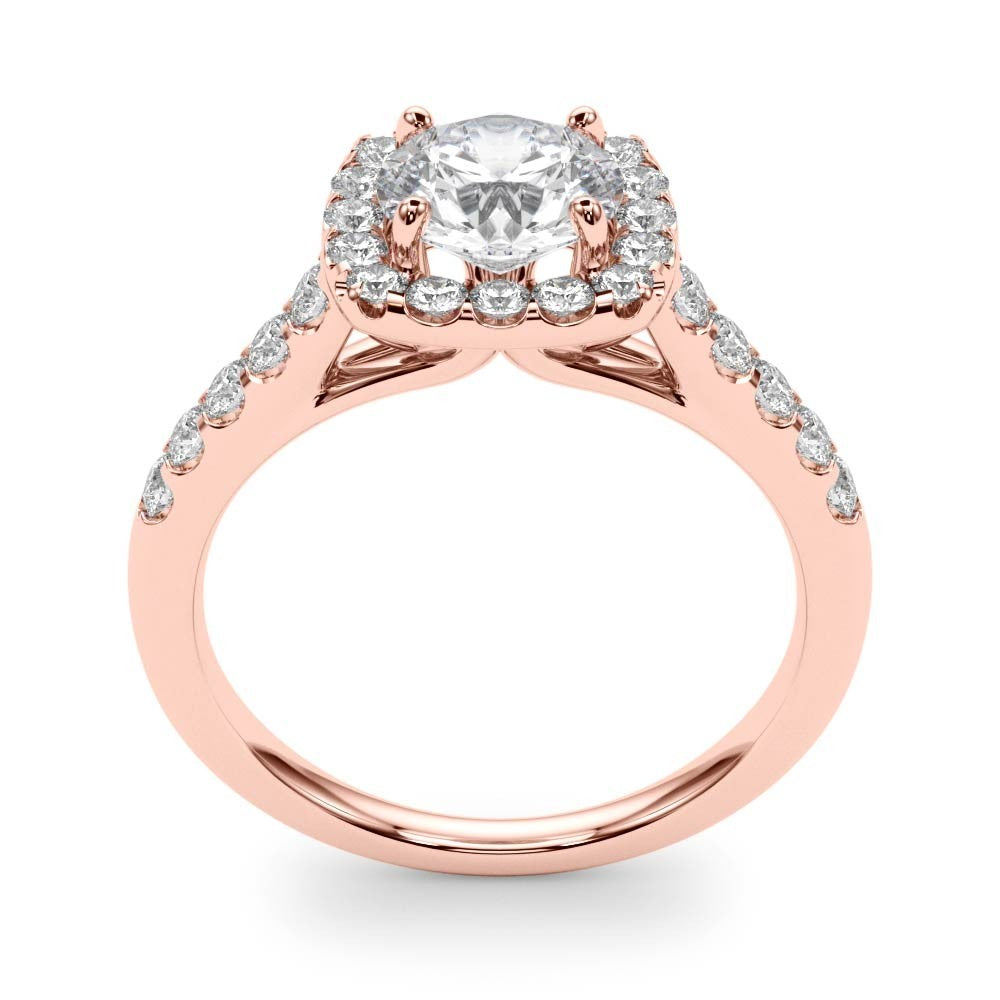 2.00Ct  Lab Grown Round Diamond Halo Engagement Ring 18K White Gold