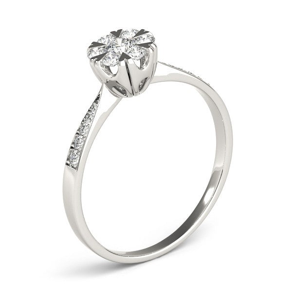 Lab Grown Round Diamond Halo Engagement Ring in Platinum