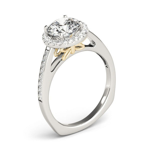 2.00 Ct DE/VS Lab Grown Round Diamond Halo Engagement Ring 18K White Gold