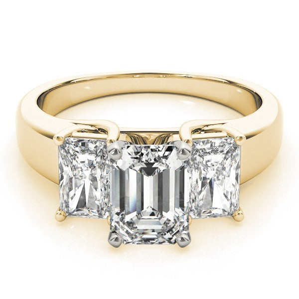 2.00Ct Lab Grown Emerald Cut Diamond 3 Stone Engagement Ring 18K White Gold