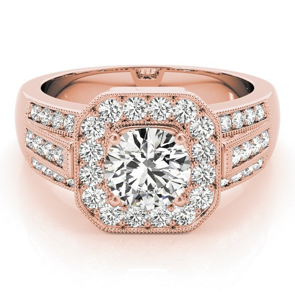 3.00Ct DE/VS Lab Grown Round Diamond Halo Engagement Ring 18K Yellow Gold