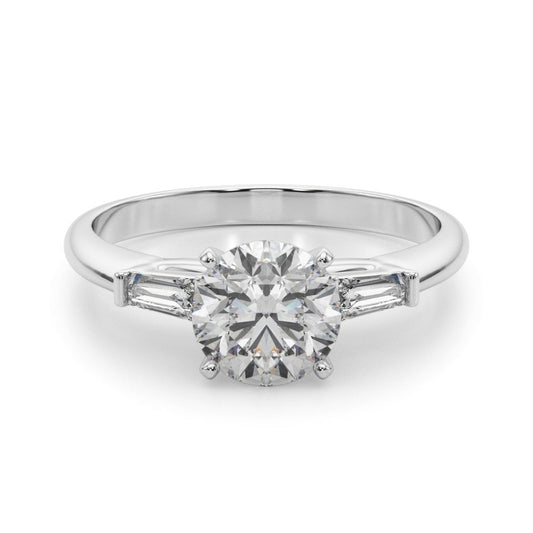 Lab-Grown Round Cut Diamond 3 Stone Engagement Ring 950 Platinum