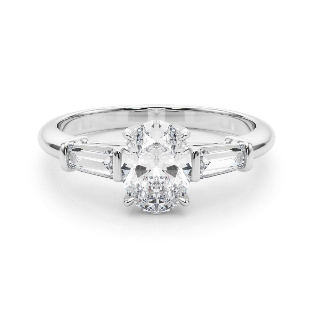 18K Yellow Gold 2CT DE/VS Lab-Grown Oval Diamond 3 Stone Engagement Ring