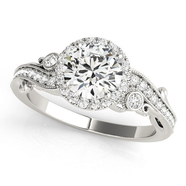 Lab Grown Round Diamond Halo Engagement Ring in 18K Rose Gold