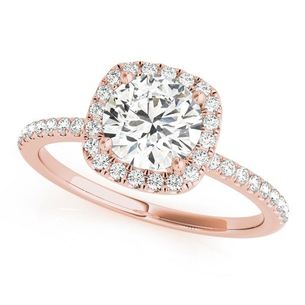 Lab Grown Round Diamond Halo Engagement Ring 18K White Gold