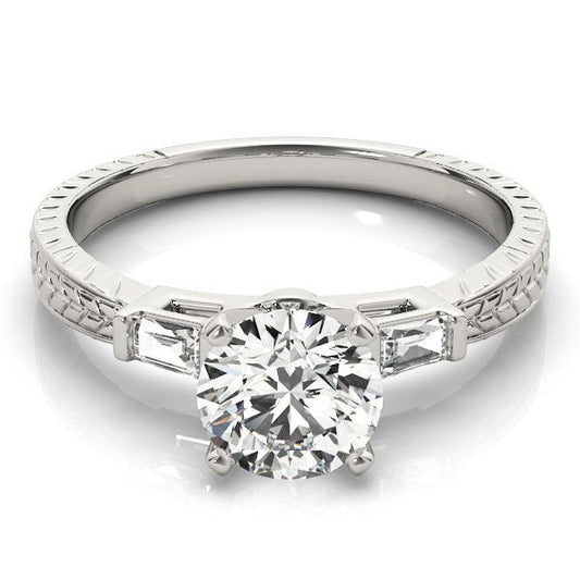 Lab-Grown Round Cut Diamond Trilogy Engagement Ring In Platinum 2CT DE/VS
