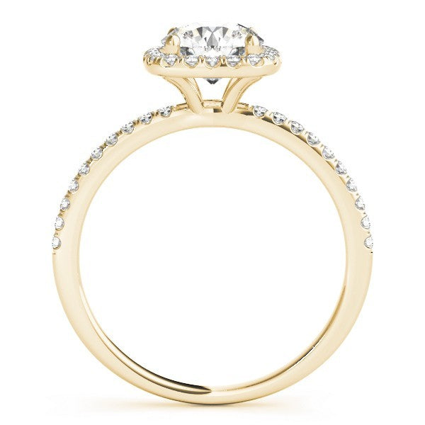 Lab Grown Round Diamond Halo Engagement Ring 18K White Gold
