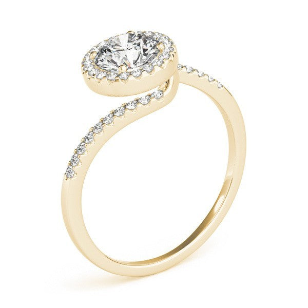 Lab Grown Round Diamond Halo Engagement Ring 18K Yellow Gold