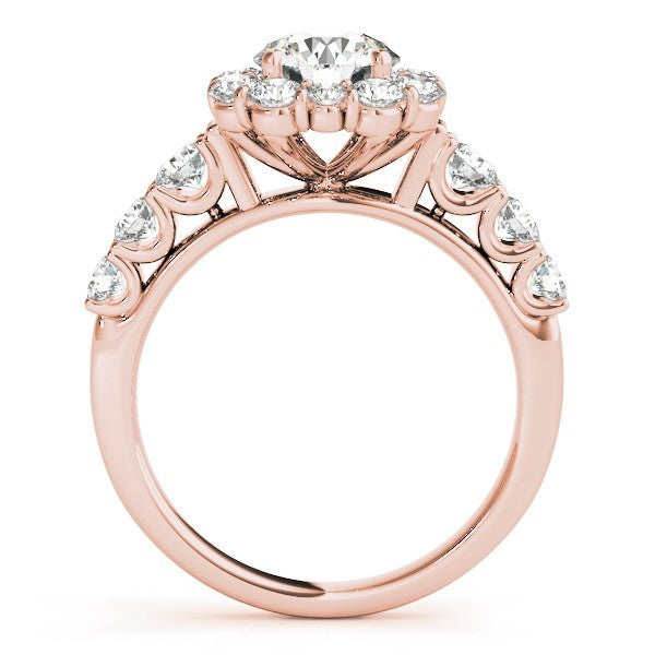 3.00 Carat Lab Grown Round Cut Diamond Halo Engagement Ring 18K White Gold