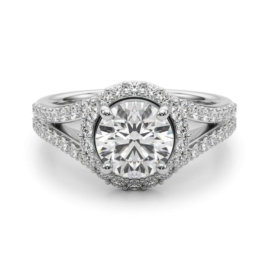 Lab-Grown Diamond Halo Engagement Ring with Split Shank 18K White Gold