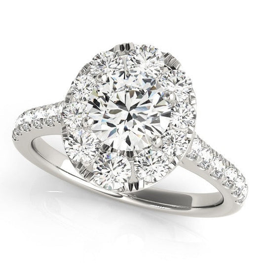 2.00 Ct DE/VS Lab Grown Round Diamond Halo Engagement Ring in Platinum
