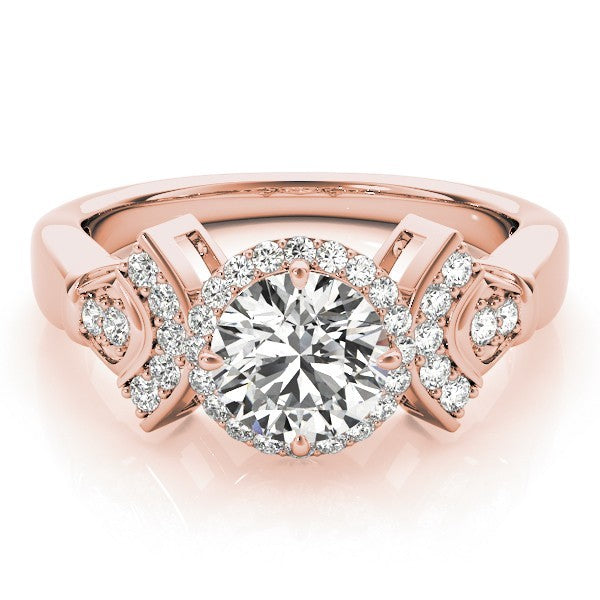 Lab Grown Round Diamond Halo Engagement Ring 18K White Gold