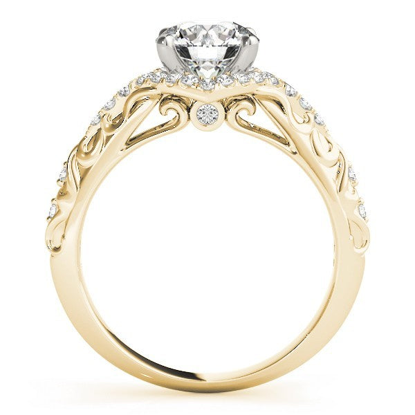 2.00Ct Lab Grown Round Diamond Halo Engagement Ring 18K Yellow Gold