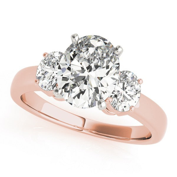 18k White gold Oval cut Trilogy Engagement Ring Ð 2Ct DE/VS Lab Grown Diamonds
