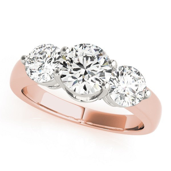 Lab Grown Round Diamond Trilogy Engagement Ring Platinum 0.50Ct To 2.00Ct DE/VS