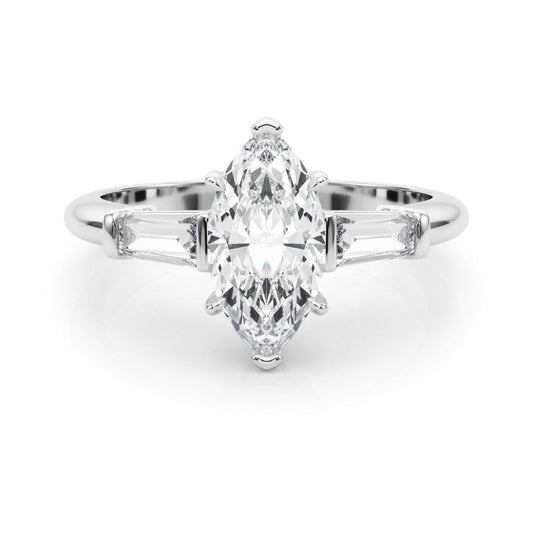 Lab-Grown Marquise Cut Diamond 3 Stone Engagement Ring In Platinum