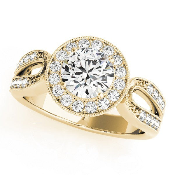 Lab Grown Round Diamond Halo Engagement Ring 18K White Gold