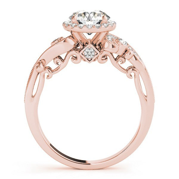 Lab Grown Round Diamond Halo Engagement Ring in 18K Rose Gold