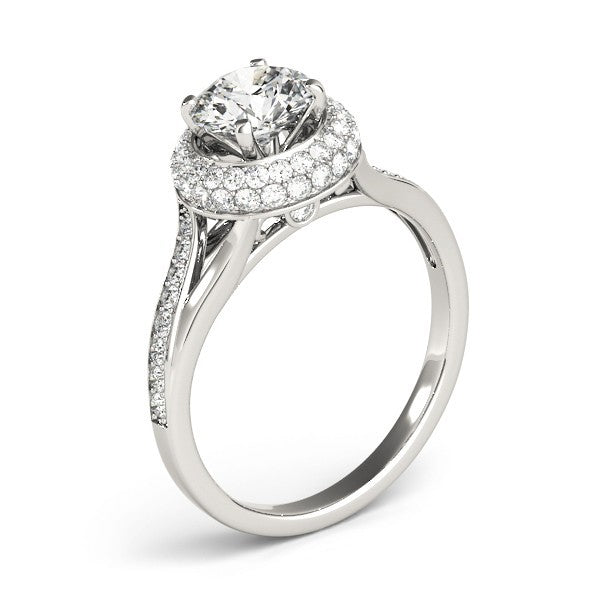 2.00Ct DE/VS Lab Grown Round Diamond Halo Engagement Ring 18K White Gold