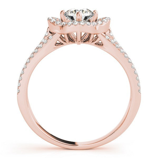 Lab Grown Round Diamond Halo Engagement Ring 18K White Gold
