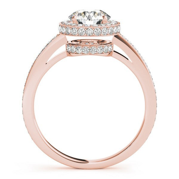 Lab Grown Round Diamond Halo Engagement Ring 18K White Gold