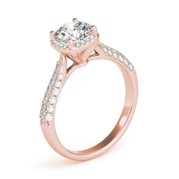 Lab Grown Round Diamond Halo Engagement Ring 18K Yellow Gold