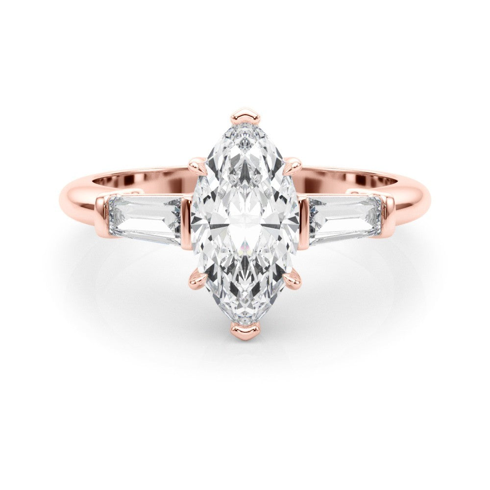 Lab-Grown Marquise Cut Diamond 3 Stone Engagement Ring In Platinum